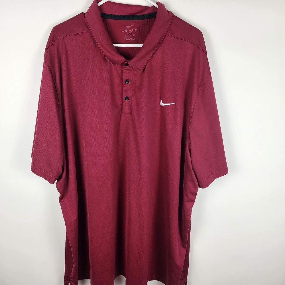 NIKE DRI FIT MENS 4XLT TALL SHORT SLEEVE POLO SHIRT MAROON BURGUNDY COLLARED